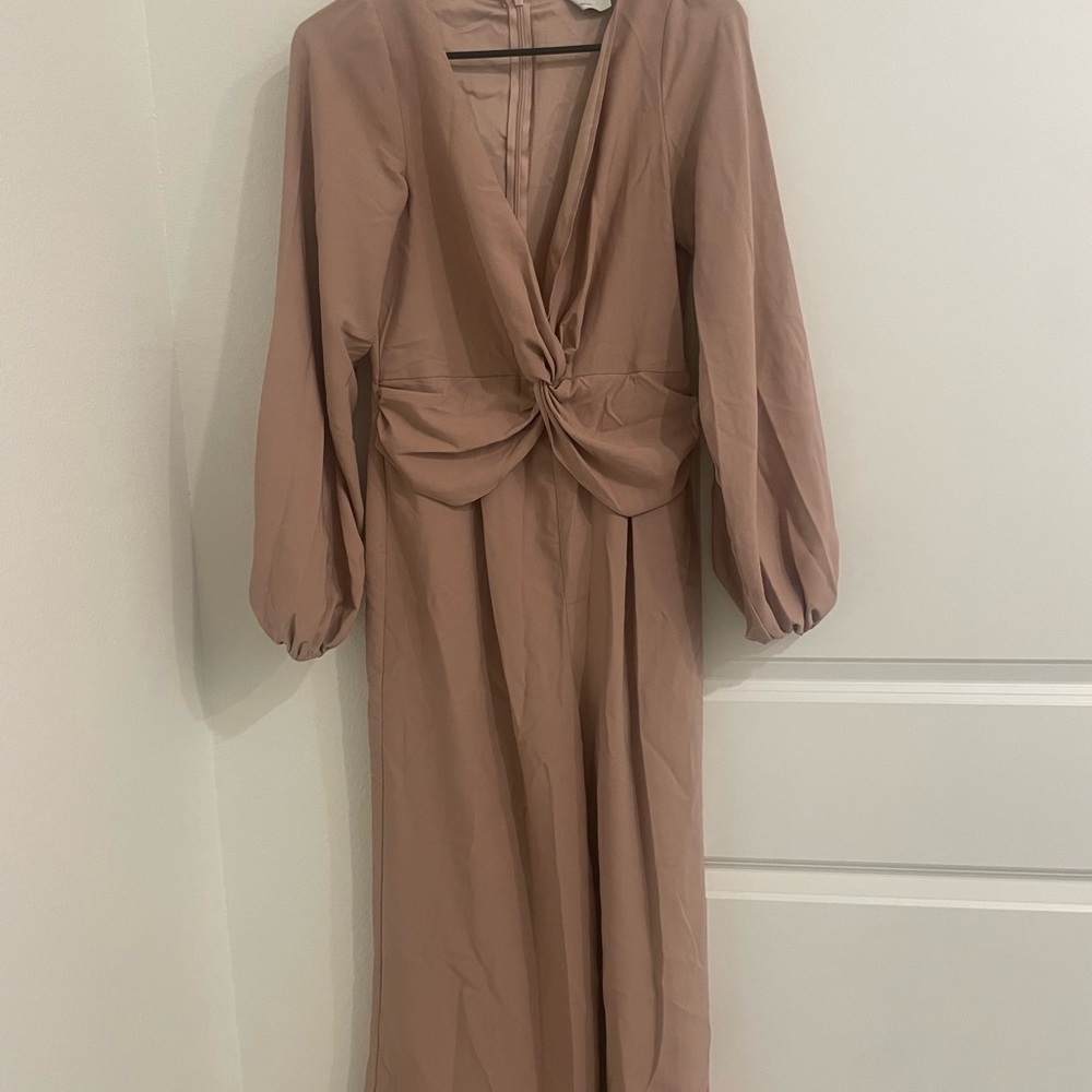 ASOS Blush Twist-Front Long Sleeve Jumpsuit - Picture 3 of 4